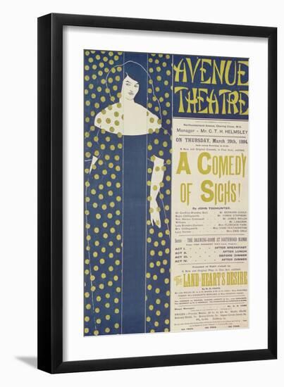 Poster Advertising A Comedy of Sighs, a Play by John Todhunter, 1894-Aubrey Beardsley-Framed Giclee Print