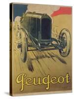 Poster Advertising a Peugeot Racing Car, C.1918 (Colour Litho)-René Vincent-Stretched Canvas