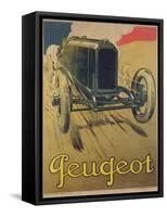 Poster Advertising a Peugeot Racing Car, C.1918 (Colour Litho)-René Vincent-Framed Stretched Canvas