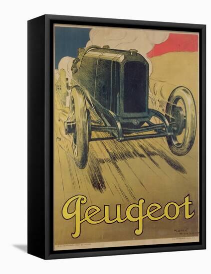 Poster Advertising a Peugeot Racing Car, C.1918 (Colour Litho)-René Vincent-Framed Stretched Canvas