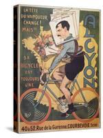 Poster Advertising 'Alcyon' Cycles with the Winners of Tour de France Faber-Michel, called Mich Liebeaux-Stretched Canvas