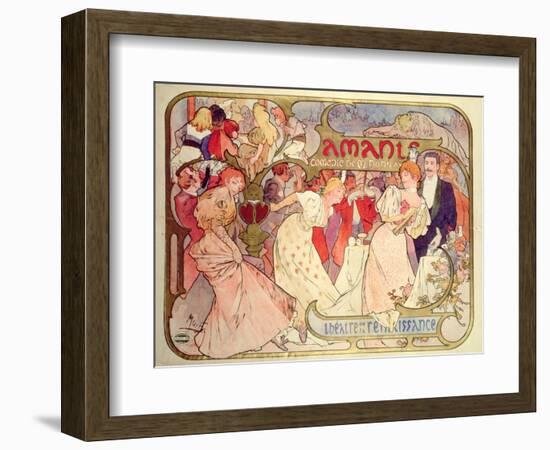 Poster Advertising 'Amants', a Comedy at the Theatre De La Renaissance, 1896-Alphonse Mucha-Framed Giclee Print