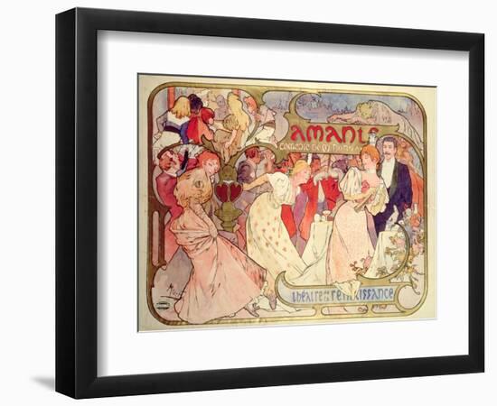 Poster Advertising 'Amants', a Comedy at the Theatre De La Renaissance, 1896-Alphonse Mucha-Framed Giclee Print