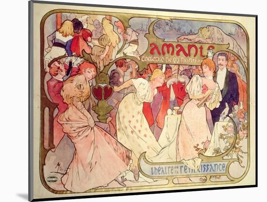 Poster Advertising 'Amants', a Comedy at the Theatre De La Renaissance, 1896-Alphonse Mucha-Mounted Giclee Print