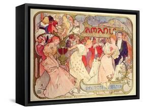 Poster Advertising 'Amants', a Comedy at the Theatre De La Renaissance, 1896-Alphonse Mucha-Framed Stretched Canvas