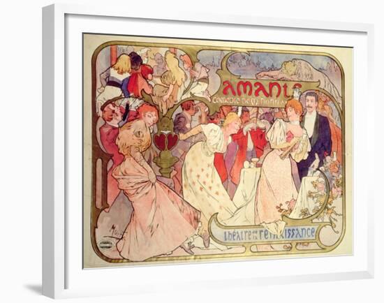 Poster Advertising 'Amants', a Comedy at the Theatre De La Renaissance, 1896-Alphonse Mucha-Framed Giclee Print