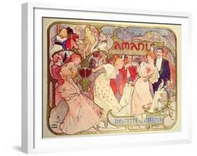 Poster Advertising 'Amants', a Comedy at the Theatre De La Renaissance, 1896-Alphonse Mucha-Framed Giclee Print