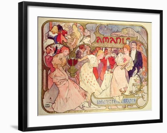 Poster Advertising 'Amants', a Comedy at the Theatre De La Renaissance, 1896-Alphonse Mucha-Framed Giclee Print