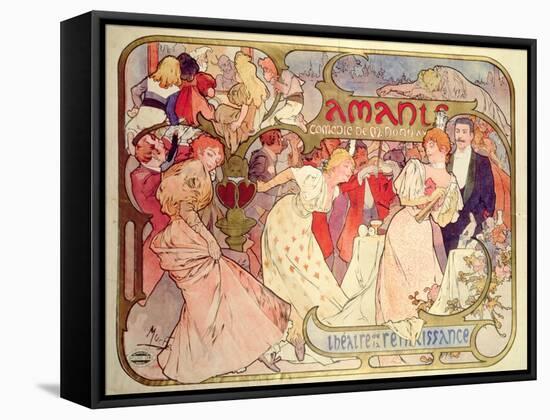 Poster Advertising 'Amants', a Comedy at the Theatre De La Renaissance, 1896-Alphonse Mucha-Framed Stretched Canvas