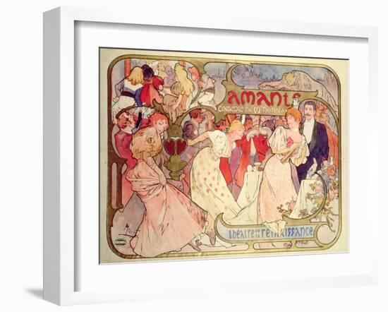 Poster Advertising 'Amants', a Comedy at the Theatre De La Renaissance, 1896-Alphonse Mucha-Framed Giclee Print