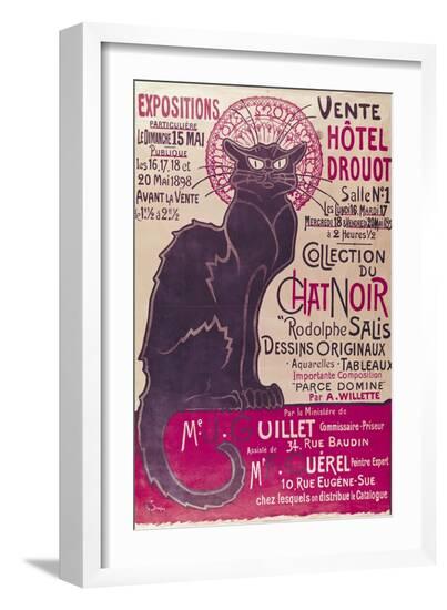 Poster Advertising an Exhibition of the Collection Du Chat Noir Cabaret at the Hotel Drouot, Paris-Th?ophile Alexandre Steinlen-Framed Giclee Print