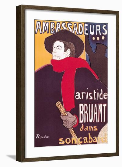 Poster Advertising Aristide Bruant in His Cabaret at the Ambassadeurs, 1892-Henri de Toulouse-Lautrec-Framed Giclee Print