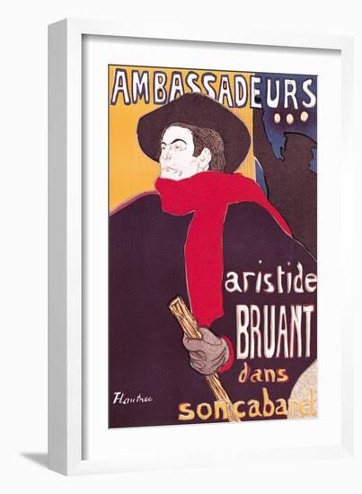 Poster Advertising Aristide Bruant in His Cabaret at the Ambassadeurs, 1892-Henri de Toulouse-Lautrec-Framed Giclee Print