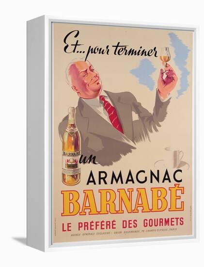Poster Advertising Armagnac Barnabe, Printed by Damour Publicity, Paris, 1946-null-Framed Stretched Canvas