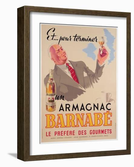 Poster Advertising Armagnac Barnabe, Printed by Damour Publicity, Paris, 1946-null-Framed Giclee Print