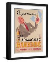 Poster Advertising Armagnac Barnabe, Printed by Damour Publicity, Paris, 1946-null-Framed Giclee Print