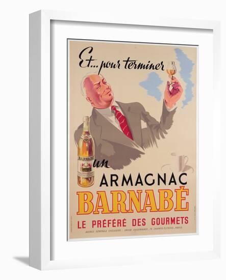 Poster Advertising Armagnac Barnabe, Printed by Damour Publicity, Paris, 1946-null-Framed Giclee Print