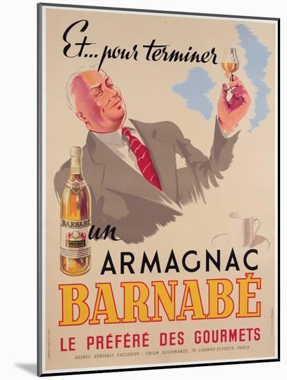 Poster Advertising Armagnac Barnabe, Printed by Damour Publicity, Paris, 1946-null-Mounted Giclee Print