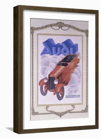 Poster Advertising Audi Cars, 1922-null-Framed Giclee Print