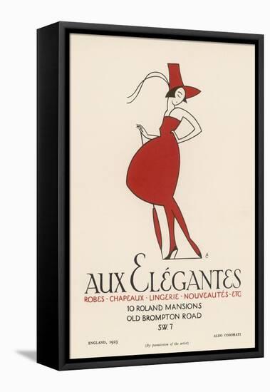 Poster Advertising "Aux Elegantes" in London's Old Brompton Road-Aldo Cosomati-Framed Stretched Canvas