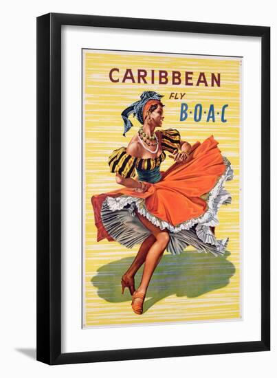 Poster Advertising B.O.A.C. Flights to the Caribbean, C.1950-null-Framed Giclee Print