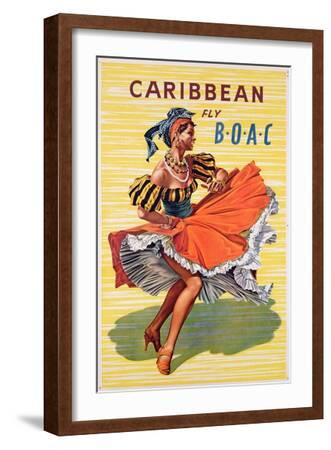 Fly to the Caribbean by B-O-A-C Vintage Travel Poster Art Advertisement 