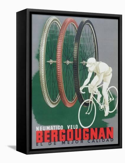 Poster Advertising Bergougnan Bicycle Tyres, 1940-null-Framed Stretched Canvas