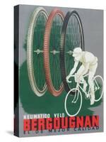 Poster Advertising Bergougnan Bicycle Tyres, 1940-null-Stretched Canvas