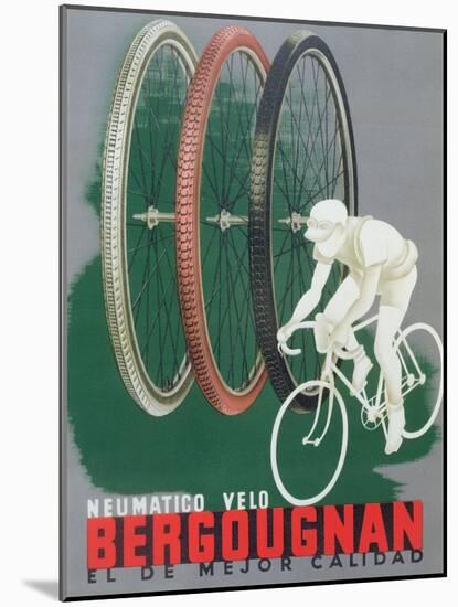 Poster Advertising Bergougnan Bicycle Tyres, 1940-null-Mounted Giclee Print