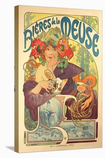 Poster Advertising 'Bieres De La Meuse', 1897-Alphonse Mucha-Stretched Canvas