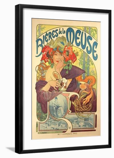 Poster Advertising 'Bieres De La Meuse', 1897-Alphonse Mucha-Framed Giclee Print