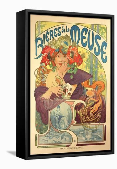 Poster Advertising 'Bieres De La Meuse', 1897-Alphonse Mucha-Framed Stretched Canvas