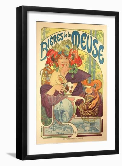 Poster Advertising 'Bieres De La Meuse', 1897-Alphonse Mucha-Framed Giclee Print