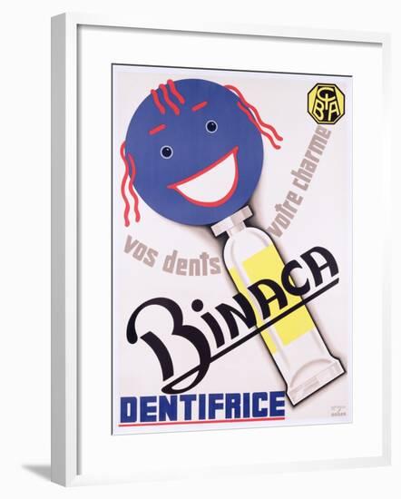 Poster Advertising 'Binaca Dentifrice', C.1938-null-Framed Giclee Print