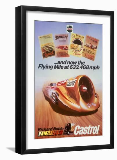 Poster Advertising Castrol, Featuring Thrust 2 and Richard Noble, C1983-null-Framed Giclee Print