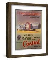 Poster Advertising Castrol Oil, Featuring Bluebird and Malcolm Campbell, Early 1930s-null-Framed Giclee Print