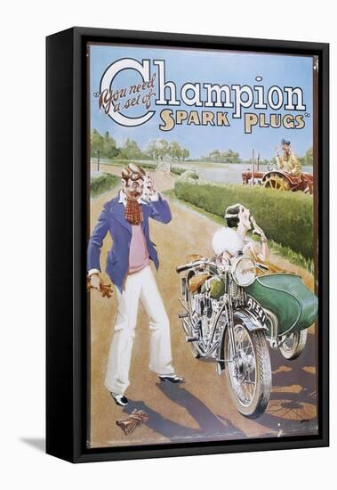 Poster Advertising Champion Spark Plugs-null-Framed Stretched Canvas