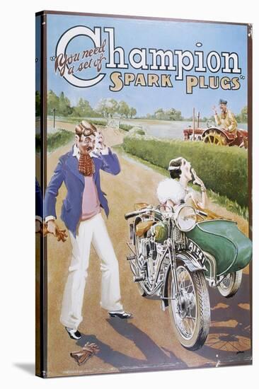 Poster Advertising Champion Spark Plugs-null-Stretched Canvas