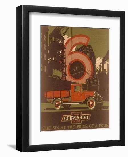 Poster Advertising Chevrolet Trucks, C1930s-null-Framed Premium Giclee Print