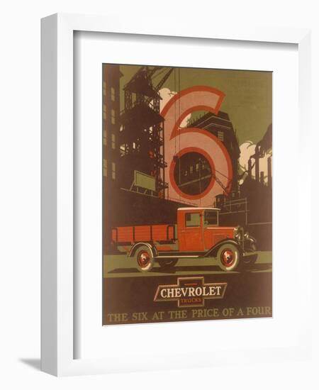 Poster Advertising Chevrolet Trucks, C1930s-null-Framed Premium Giclee Print