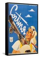 Poster Advertising Cortina d'Ampezzo-Franz Lenhart-Framed Stretched Canvas