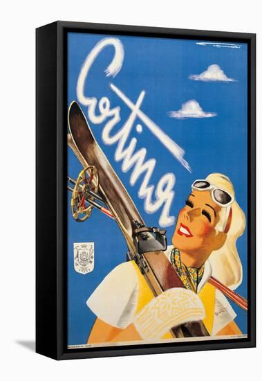 Poster Advertising Cortina DAmpezzo-Franz Lenhart-Framed Stretched Canvas