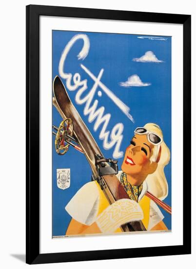 Poster Advertising Cortina DAmpezzo-Franz Lenhart-Framed Giclee Print