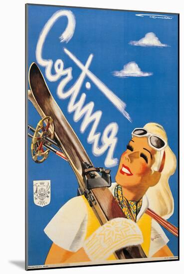 Poster Advertising Cortina DAmpezzo-Franz Lenhart-Mounted Giclee Print