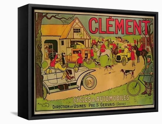 Poster Advertising 'Cycles and Motorcars Clement', Pre Saint-Gervais, 1906-French School-Framed Stretched Canvas