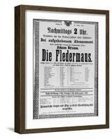 Poster Advertising 'Die Fledermaus' by Johann Strauss the Younger, for a Performance-Austrian School-Framed Giclee Print