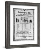 Poster Advertising 'Die Fledermaus' by Johann Strauss the Younger, for a Performance-Austrian School-Framed Giclee Print