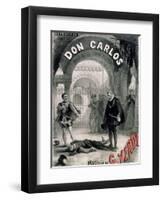 Poster Advertising "Don Carlos," Opera by Giuseppe Verdi (1816-1901) Engraved by Telory-Alphonse Marie de Neuville-Framed Premium Giclee Print