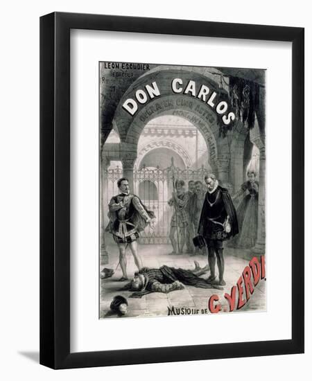 Poster Advertising "Don Carlos," Opera by Giuseppe Verdi (1816-1901) Engraved by Telory-Alphonse Marie de Neuville-Framed Premium Giclee Print