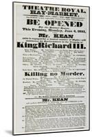 Poster Advertising Edmund Kean (1787-1833) in 'Richard III' at the Theatre Royal, Haymarket, 1832-null-Mounted Giclee Print